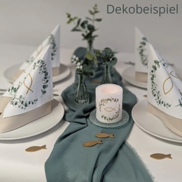Dekobeispiel Tischdeko Kommunion Konfirmation Farbe Eukalyptus 2