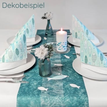 Dekobeispiel Tischdeko Paket Fische Petrol-Mint