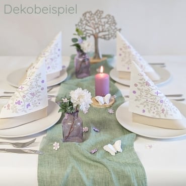 Dekobeispiel Kommunion Konfirmation Tischläufer eukalyptus