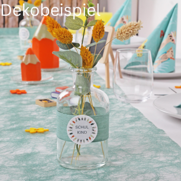 Dekobeispiel mit dem Tischdeko Paket Einschulung, Schulanfang, Schuleinführung 
