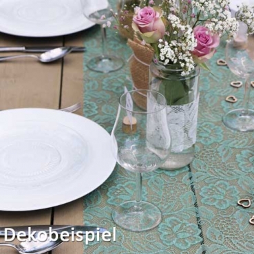 5 Meter Sizolace® Tischläufer, Spitze in Eukalyptus, 30 cm dekobeispiel-sizolace-mint