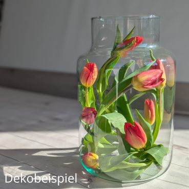 Große Glas Vase, Windlicht, Dekoglas, ECO -Gigi-, klar, 30 cm Dekobeispiel mit Tulpen in großer Vase