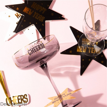 6 Untersetzer, Silvester, Stern -Happy New Year-, 14 cm Dekobeispiel für 6 Untersetzer, Silvester, Stern -Happy New Year-, 14 cm.