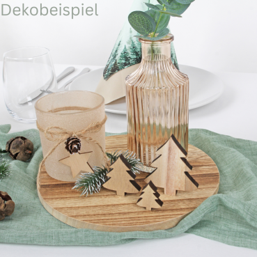 Weihnachtliches Dekobeispiel mit der Holzscheibe in Naturbraun hell, 20 cm.