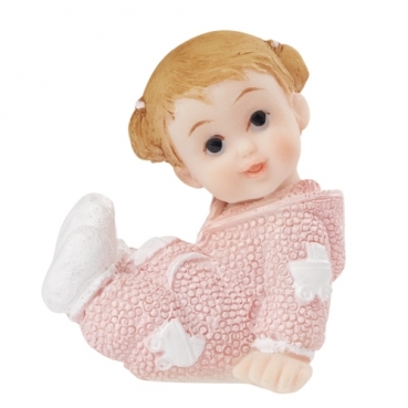 Kleines Deko Baby Mädchen, sitzend in Rosa, 40 mm