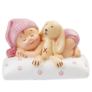 Deko Babymädchen auf Kissen, Taufe, Babyparty in Rosa, 60 mm