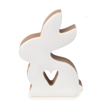 Kleiner Hase aus Bambusholz in Hellbraun/Weiß, 85 mm