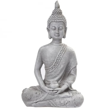 Dekofigur Buddha in Grau, 13 cm