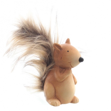 Keramik Eichhörnchen mit Schweif aus Kunstfell, Nr. 1, 90 mm