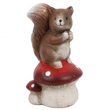 Keramik Eichhörnchen auf Fliegenpilz, 13 cm, Nr. 2