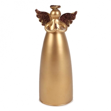 Glas Weihnachtsengel in Gold mit Glitzerflügeln, handgemacht, 14 cm