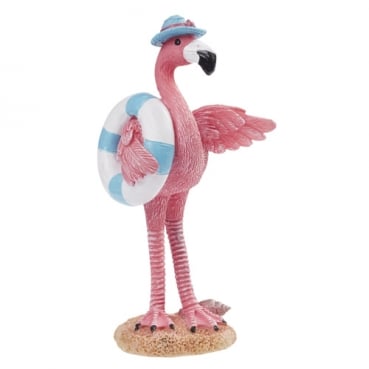 Dekofigur Urlaub, Flamingo mit Schwimmreif, 85 mm, für Geldgeschenke