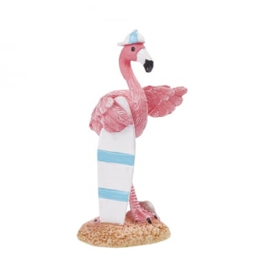 Dekofigur Urlaub, Flamingo mit Surfbrett, 60 mm, für Geldgeschenke