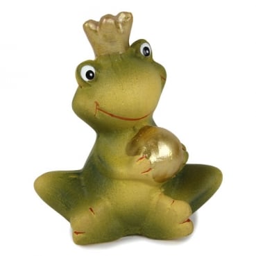 Keramik Froschkönig, Kugel in beiden Händen, 90 mm
