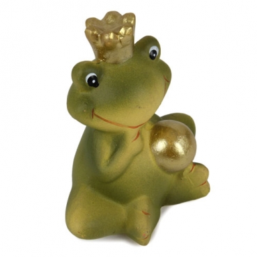 Keramik Froschkönig, Kugel in einer Hand, 90 mm Keramik Froschkönig, Kugel in einer Hand, 90 mm.