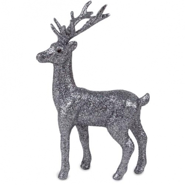 Glitzer Hirsch in Silber, Weihnachten, 23 cm