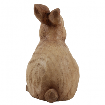 Dekofigur Osterhase in Holz-Optik, sitzend, 11 cm.