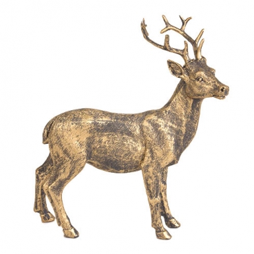 Dekofigur Hirsch stehend in Antik-Gold matt, 16 cm