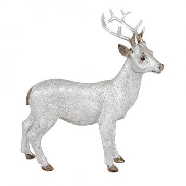Dekofigur Hirsch stehend in Antik-Silber matt, 16 cm