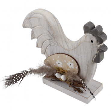 Holz Hahn mit Verzierung, 17 cm.