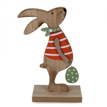 Holz Osterhasen Junge mit Osterei, 19 cm