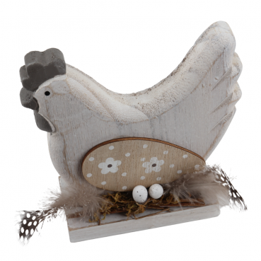 Holz Huhn mit Verzierung, 14 cm.