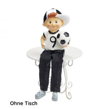 Dekofigur, Kantenhocker Fußball Junge mit Schlackerbeinen, 70 mm