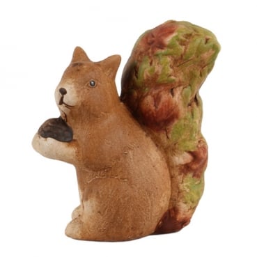 Keramik Eichhörnchen hält Eichel, 11 cm