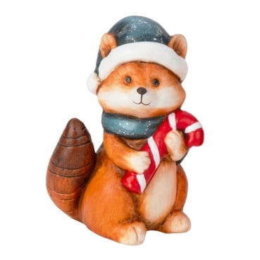 Niedlicher Weihnachts-Deko Fuchs mit Zuckerstange, 10 cm