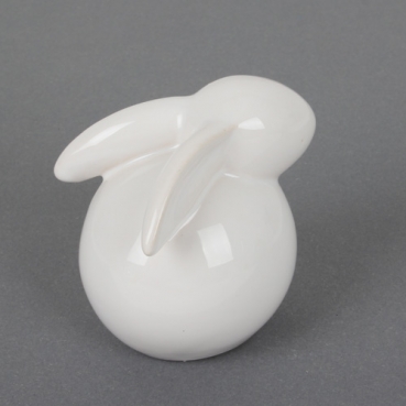 Keramik Hase mit beiden Ohren zurück in Weiß, 80 mm