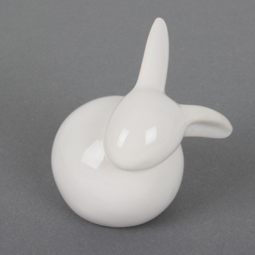 Keramik Hase, Kopf seitlich geneigt in Weiß, 90 mm