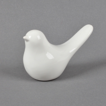 Keramik Vogel in Weiß, 11,5 cm