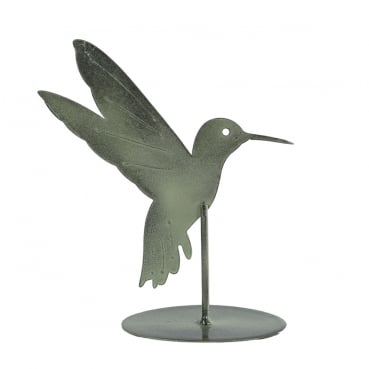 Dekofigur Metall Kolibri in Eukalyptus pastell, 14 cm