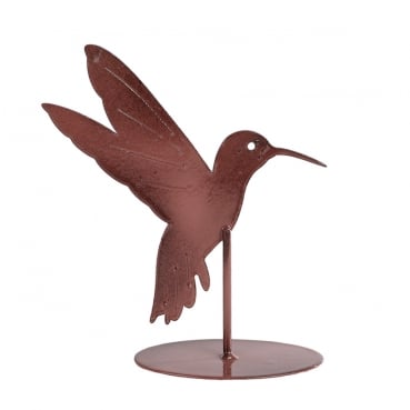 Dekofigur Metall Kolibri in Terracotta, 14 cm