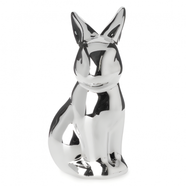 Porzellan Osterhase in Silber, 15 cm