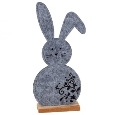 Filz Hase, Ostern, auf Sockel, in Grau meliert, 30 cm