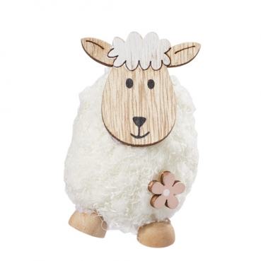 Kleines Deko Schaf mit Plüsch in Weiß, 80 mm