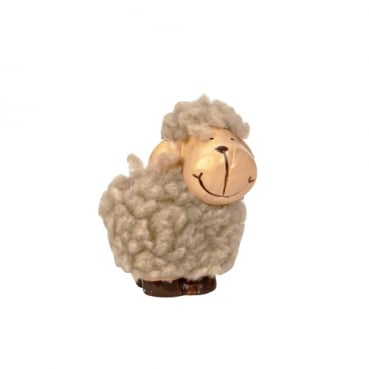 Kleines Deko Schaf mit Plüsch in Braun, 60 mm