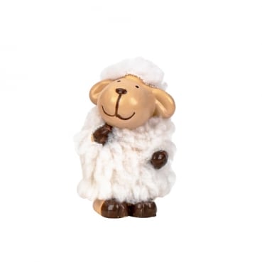 Kleines Deko Schaf mit Plüsch, stehend in Weiß, 60 mm