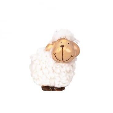 Kleines Deko Schaf mit Plüsch in Weiß, 60 mm