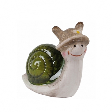 Lustige Keramik Schnecke Edda in Grün, 72 mm