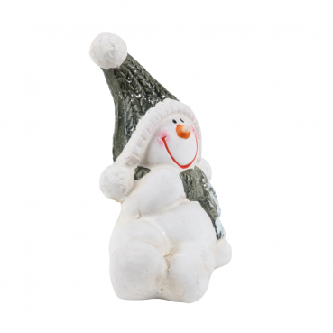 Kleiner Keramik Schneemann seitlich liegend, 90 mm.