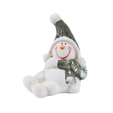 Kleiner Keramik Schneemann seitlich liegend, 90 mm