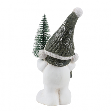Charmanter Keramik-Schneemann mit Tannenbaum (16,5 cm) – liebevolle Weihnachtsdeko für Fensterbank, Tisch & Geschenkidee!