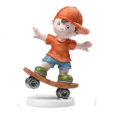 Dekofigur, Tortenfigur Skateboard Junge, 85 mm