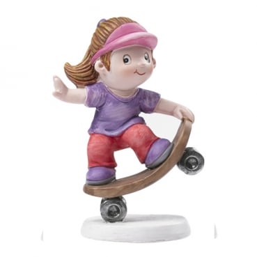 Dekofigur, Tortenfigur Skateboard Mädchen, 85 mm