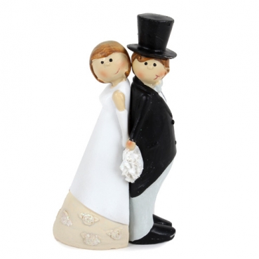 Dekofigur Hochzeitspaar, Rücken an Rücken, 14,5 cm