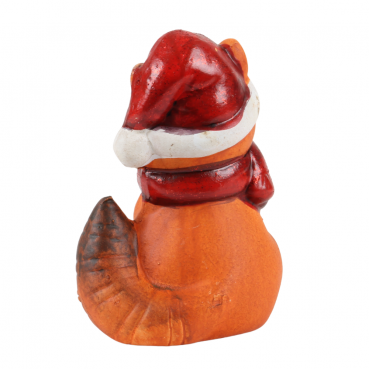 Niedlicher Weihnachts-Deko Fuchs mit Geschenk, 10 cm.