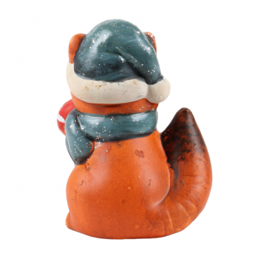 Niedlicher Weihnachts-Deko Fuchs mit Zuckerstange, 10 cm.