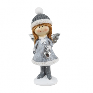 Winterengel Mädchen, Weihnachtsengel mit Herz, 14 cm